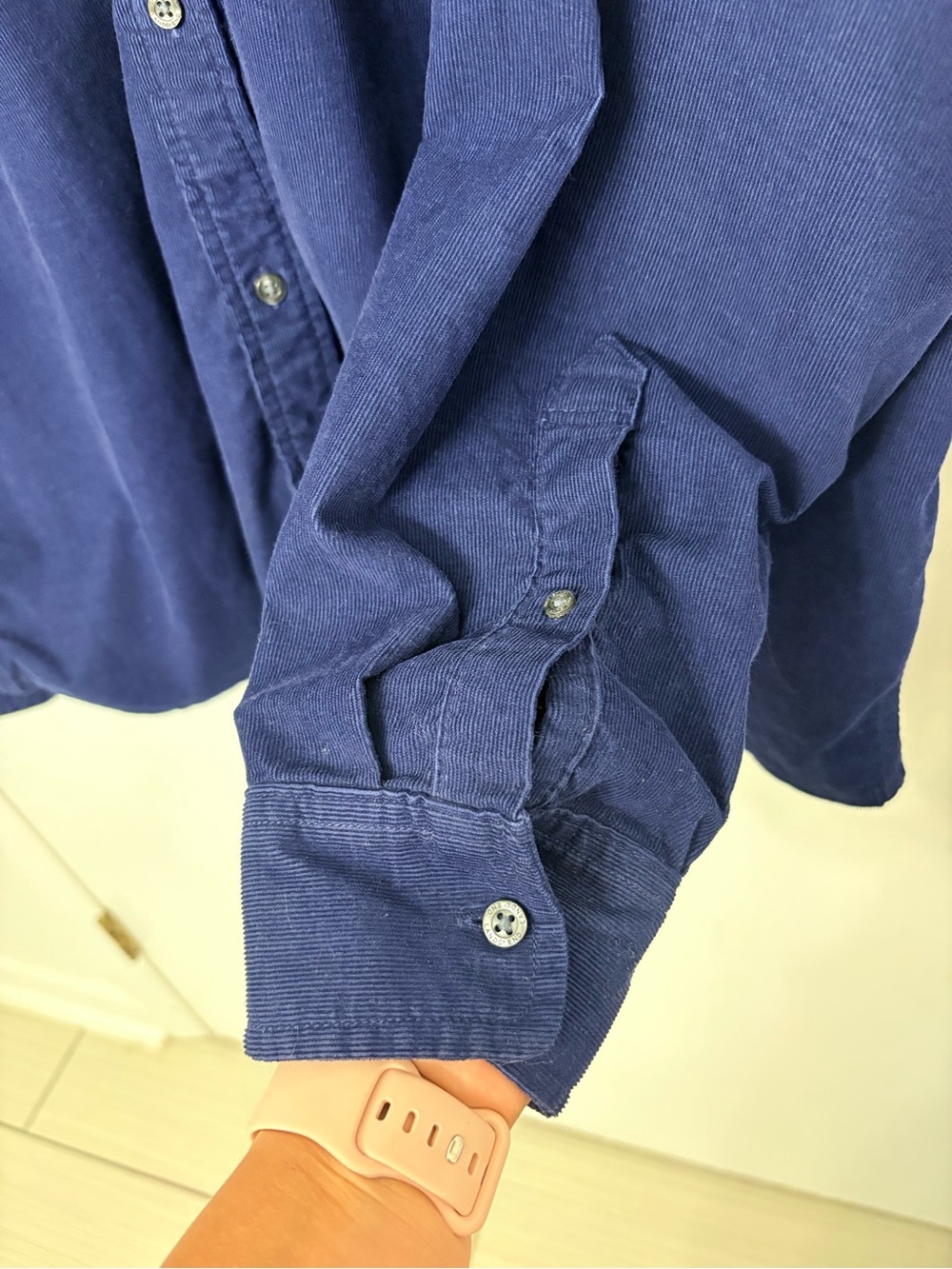 Mens XXL Blue Corduroy Button Up Shirt Jacket Long Sleeve Cotton Blend Casual - Picture 8 of 8